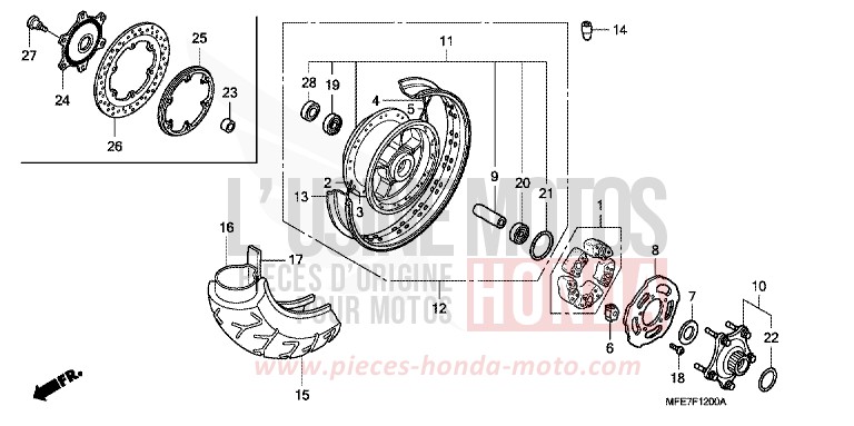 REAR WHEEL for Shadow Aero GRAPHITE BLACK (NHB01) from 2007